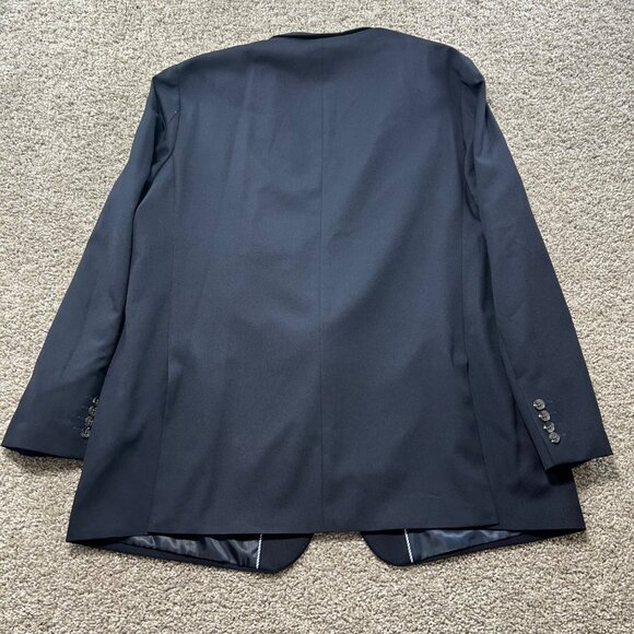 Haggar In Motion Tailored Fit Navy Blazer Mens Size 52L Polyester Blend - Picture 5 of 11